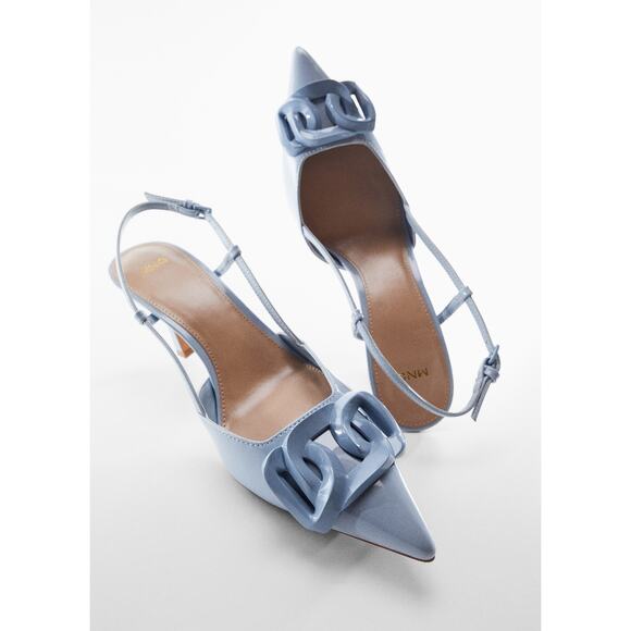 RARE! MANGO Faux Patent Leather Chain Heels NWT โจ Size 6.5 EUR 37 - Picture 5 of 10